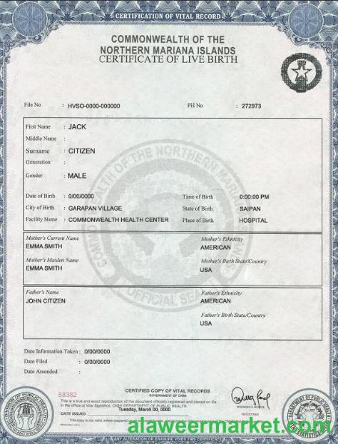 USA Northern Mariana Islands birth cert